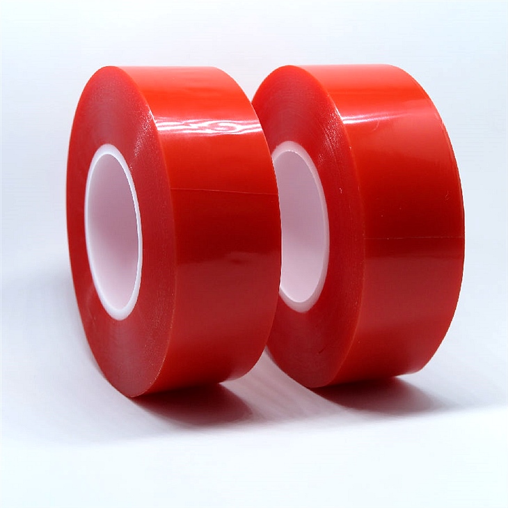 双面胶 强力双面胶 红膜透明0.2厚 PET双面胶带 加工定制各种规格